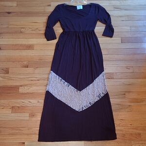 Coveted Clothing Black and Cream Long Sleeve Dress